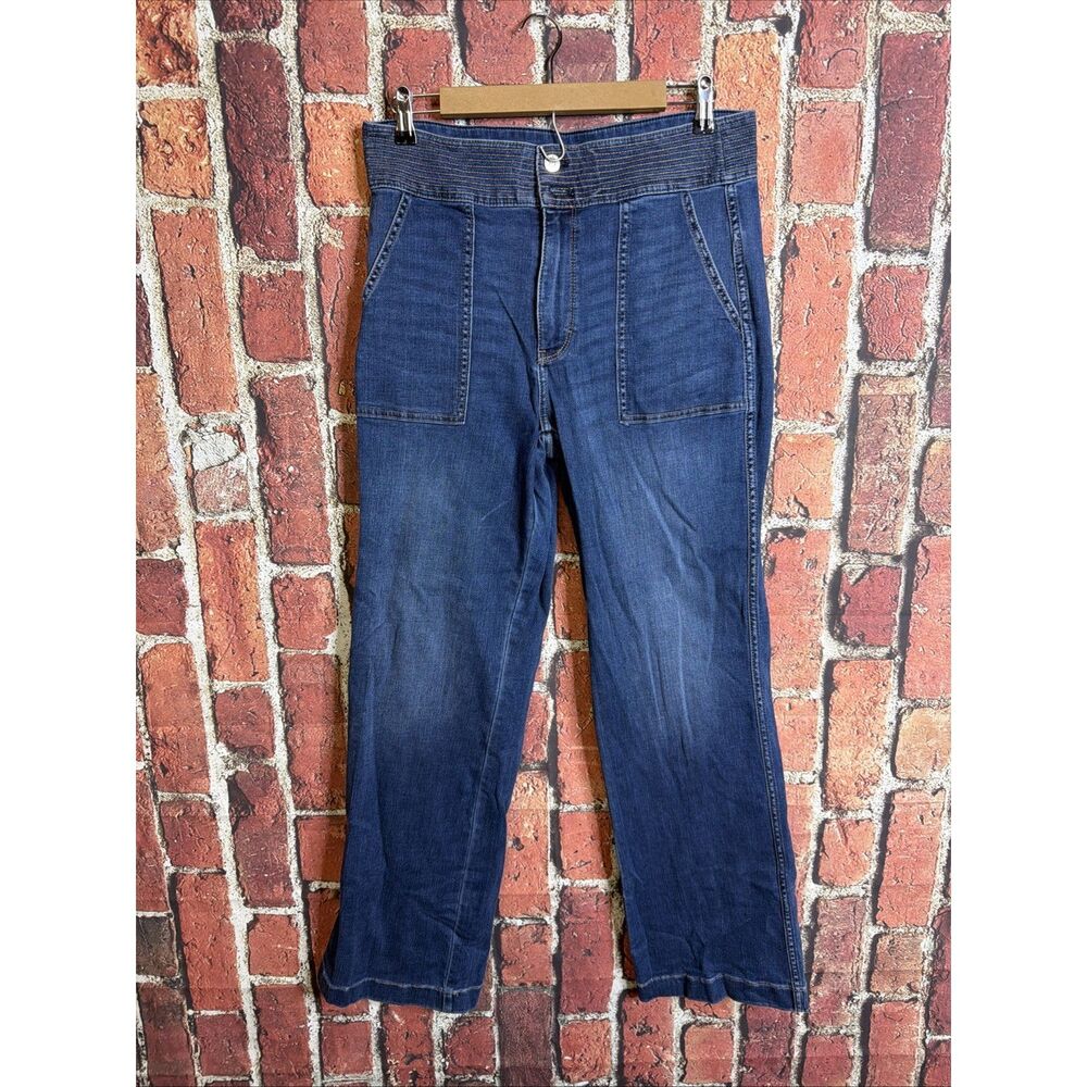 White House Black Market Womens Blue Everyday Wide-Leg Trouser Jeans Size 10
